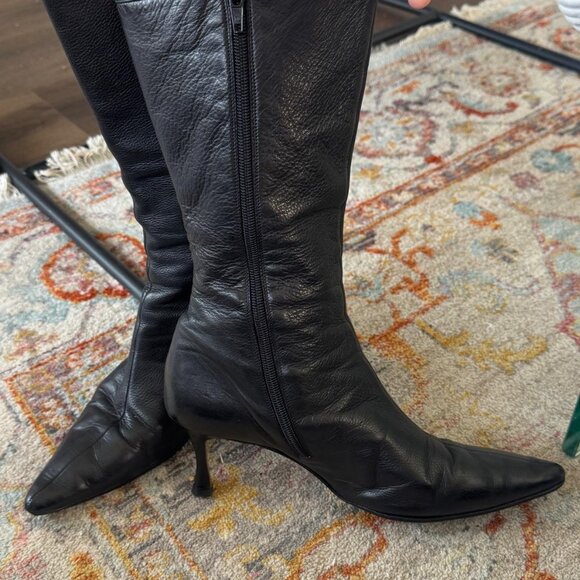Manolo Blahnik Black Leather Boots - Picture 1 of 7